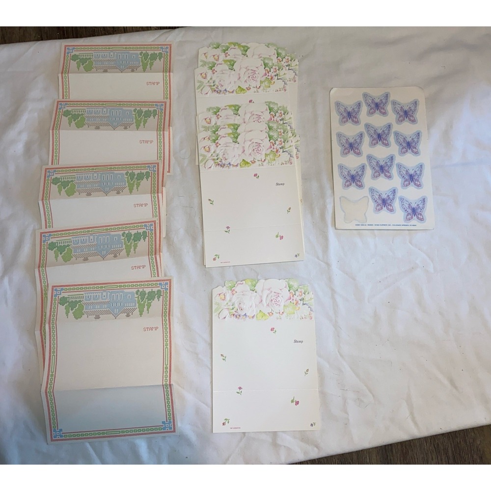 Vintage Fold And Seal Stationery One Partial Sheet Of Current Butterfly Stickers